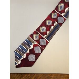 Vintage Oscar de la Renta Necktie Multicolor Geometric Silk Foulard Poetcore